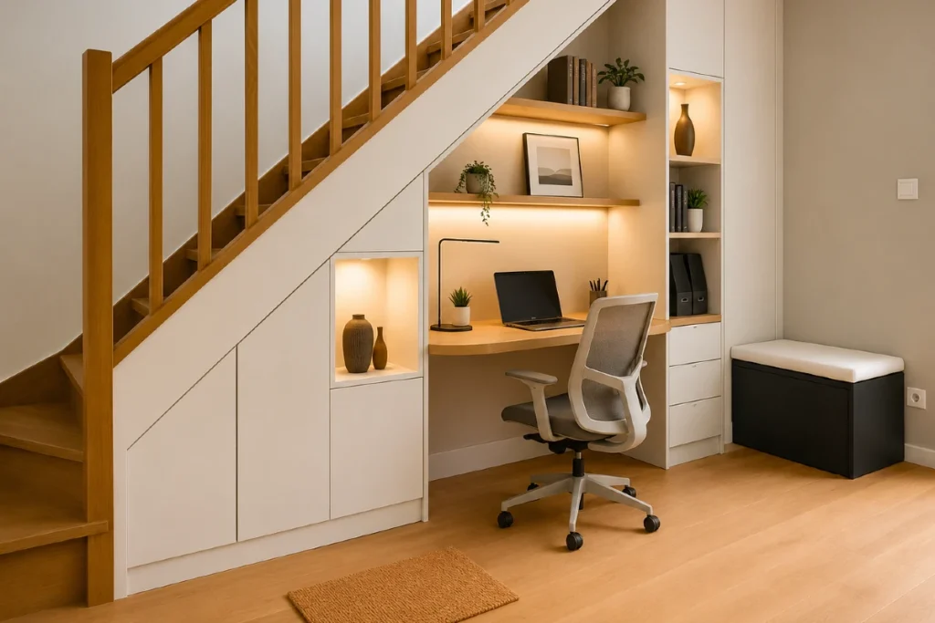 Mon projet de bureau sous mon escalier
